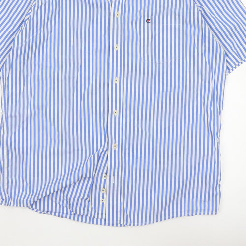 Casa Moda Men’s Blue White Stripe Button-Down Shirt L Easy Care