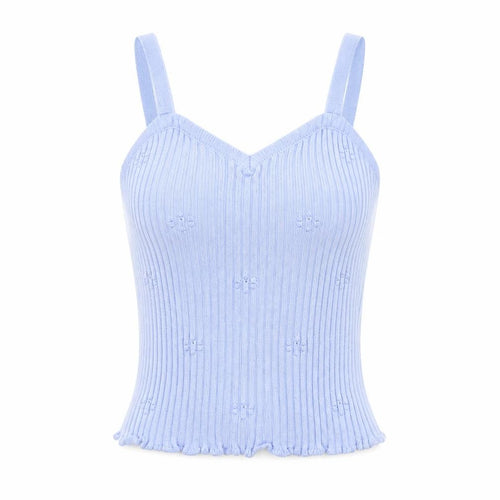 ASOS Design Women Blue UK 10 Rib Knit Bow Sweetheart Camisole Top