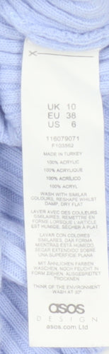 ASOS Design Women Blue UK 10 Rib Knit Bow Sweetheart Camisole Top