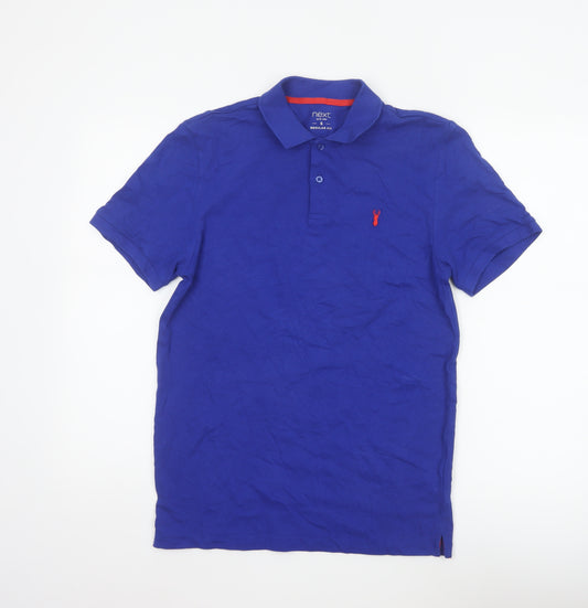 Next Men's Blue S Regular Fit Cotton Piqué Short Sleeve Polo Shirt