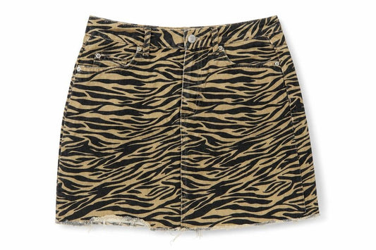 Denim Co Women Brown Zebra Print Denim Mini A-Line Skirt UK 8