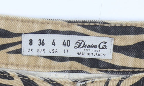 Denim Co Women Brown Zebra Print Denim Mini A-Line Skirt UK 8