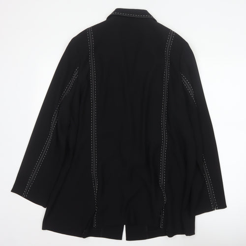 Claudia Stevens Women Black Size 24 Long Blazer White Stitch Tailored