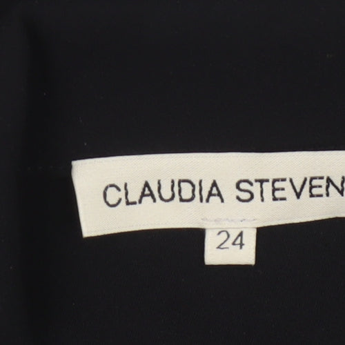 Claudia Stevens Women Black Size 24 Long Blazer White Stitch Tailored