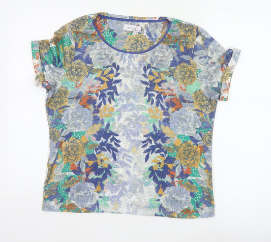 Per Una Women Multicoloured UK 14 Floral Jersey Short Sleeve T-Shirt