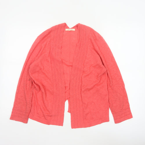White Stuff Women Pink UK 10 Open Knit Long Sleeve Cardigan