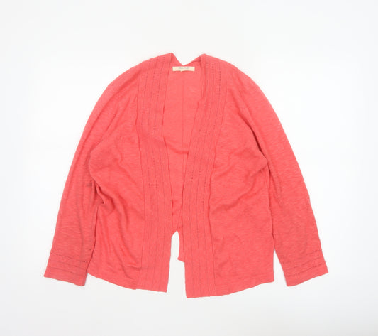 White Stuff Women Pink UK 10 Open Knit Long Sleeve Cardigan