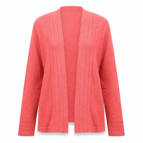 White Stuff Women Pink UK 10 Open Knit Long Sleeve Cardigan