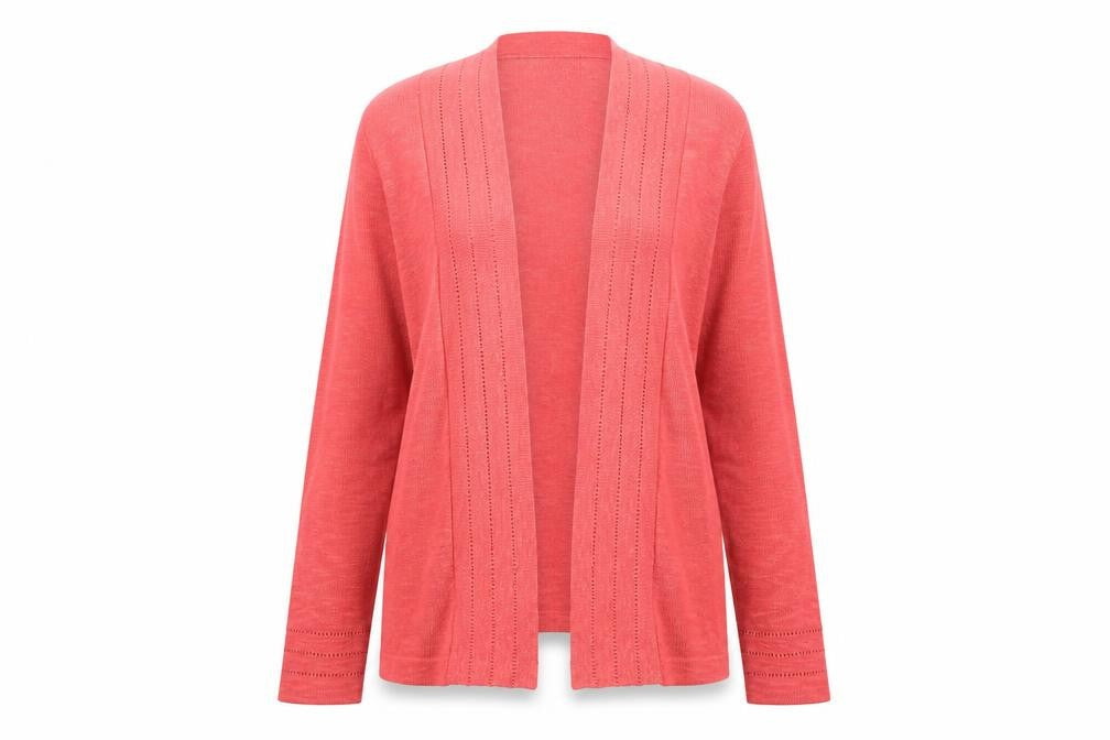White Stuff Women Pink UK 10 Open Knit Long Sleeve Cardigan
