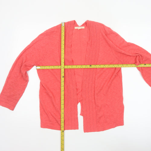 White Stuff Women Pink UK 10 Open Knit Long Sleeve Cardigan