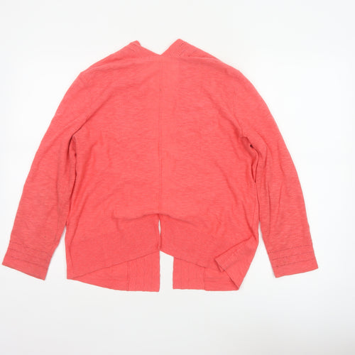White Stuff Women Pink UK 10 Open Knit Long Sleeve Cardigan
