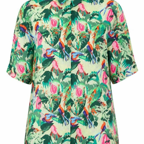 & Other Stories Women Green Tropical Bird Floral Shirt UK 10