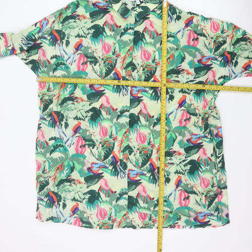 & Other Stories Women Green Tropical Bird Floral Shirt UK 10