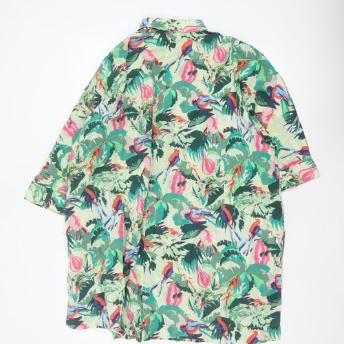 & Other Stories Women Green Tropical Bird Floral Shirt UK 10