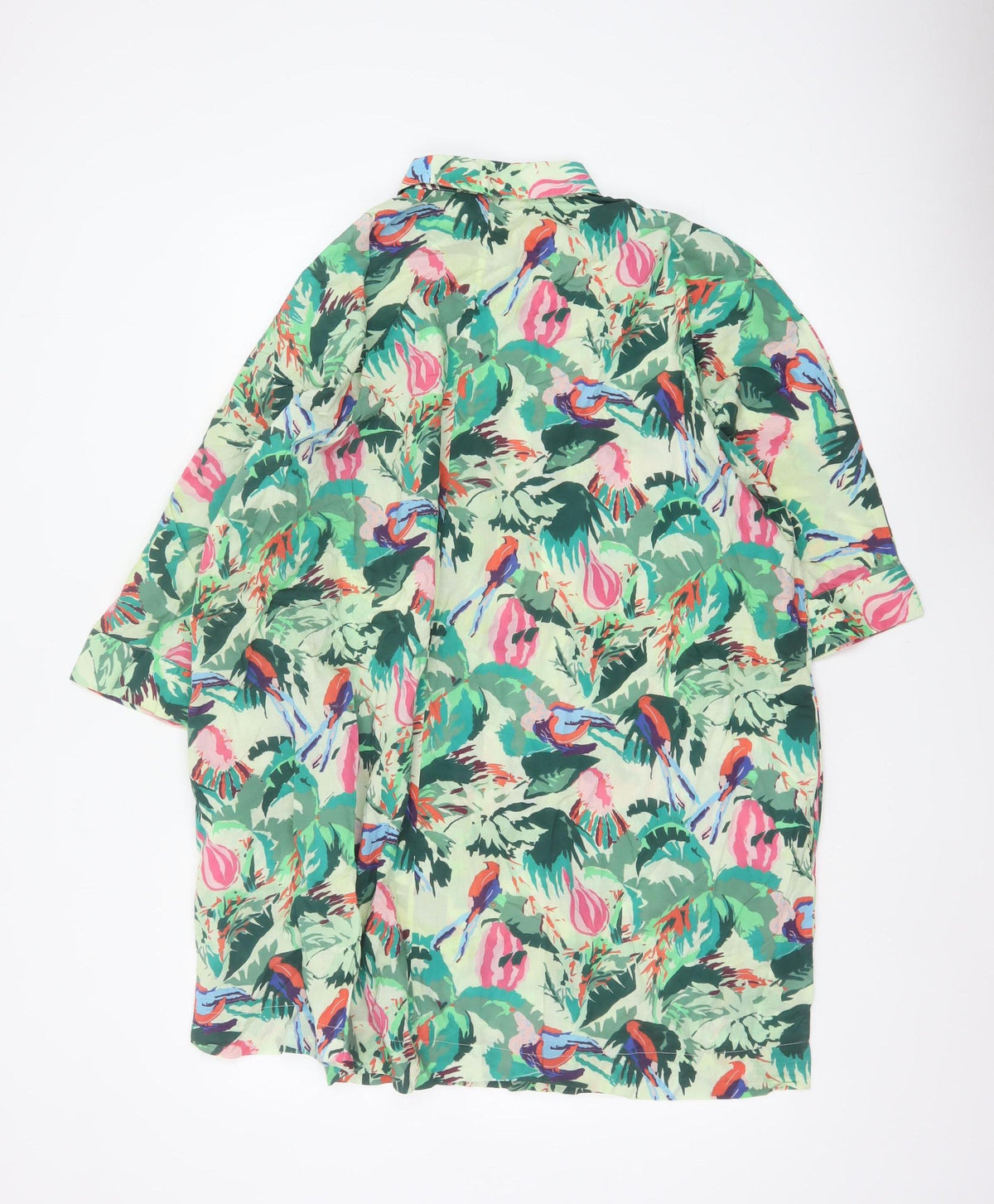 & Other Stories Women Green Tropical Bird Floral Shirt UK 10