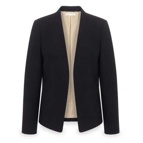 H&M Women Black UK 10 Open Front Lined Tailored Blazer Jacket