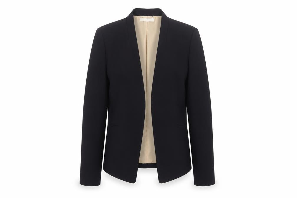 H&M Women Black UK 10 Open Front Lined Tailored Blazer Jacket