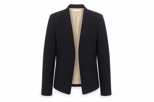 H&M Women Black UK 10 Open Front Lined Tailored Blazer Jacket