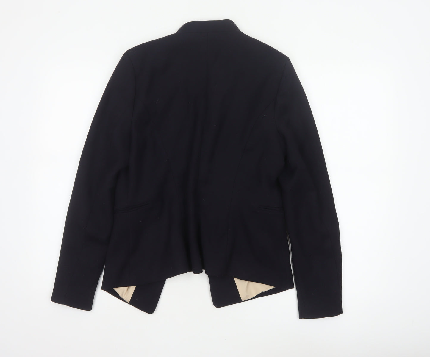 H&M Women Black UK 10 Open Front Lined Tailored Blazer Jacket