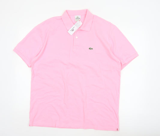 Lacoste Men’s Pink 4XL Classic Cotton Logo Short Sleeve Polo Shirt