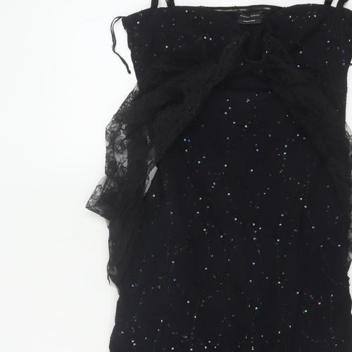 Mariella Burani Women Black UK 8 Sequin Lace Mermaid Evening Dress