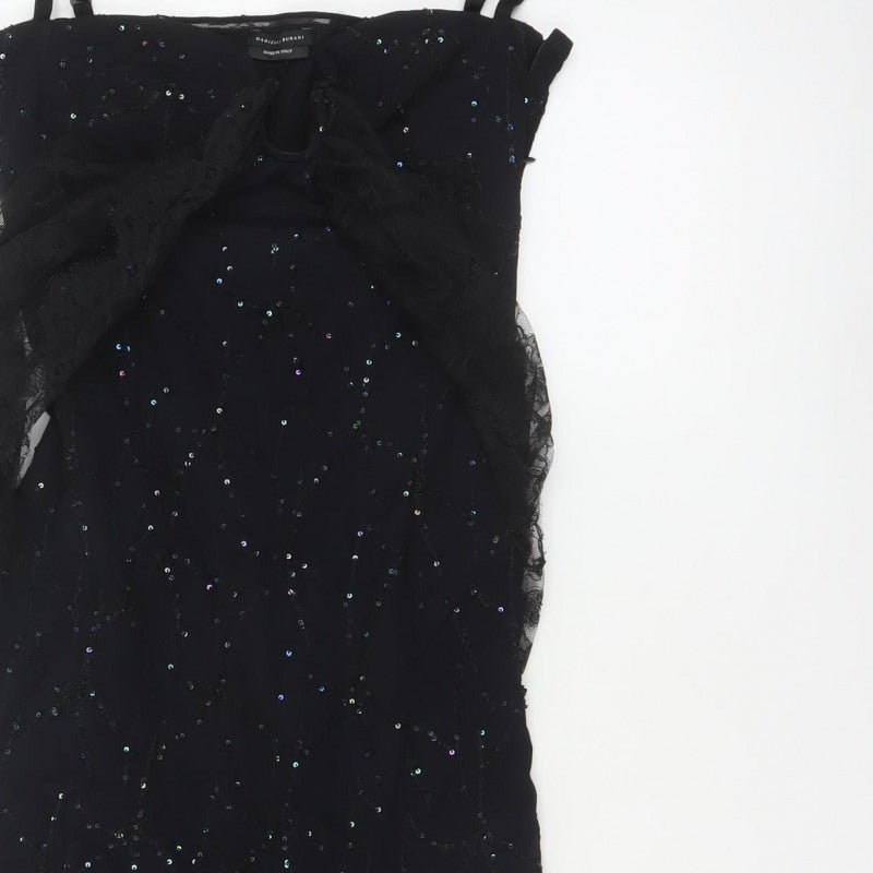 Mariella Burani Women Black UK 8 Sequin Lace Mermaid Evening Dress