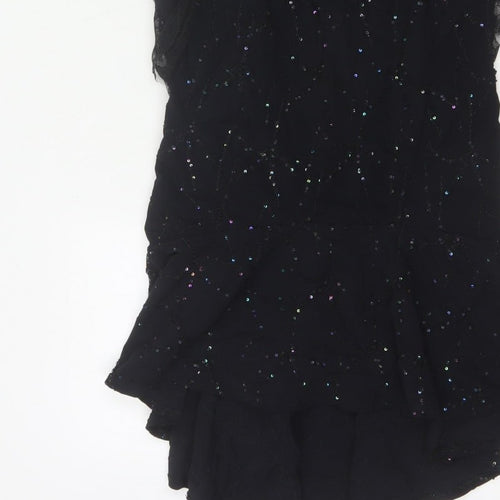 Mariella Burani Women Black UK 8 Sequin Lace Mermaid Evening Dress