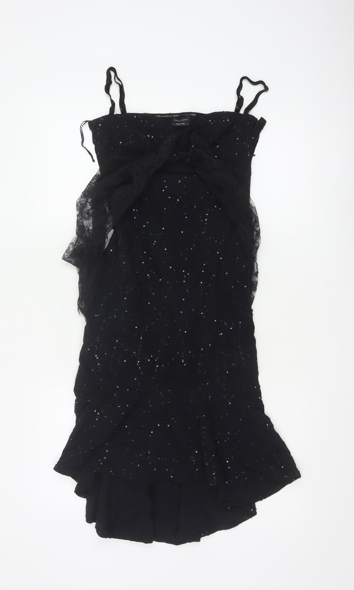 Mariella Burani Women Black UK 8 Sequin Lace Mermaid Evening Dress