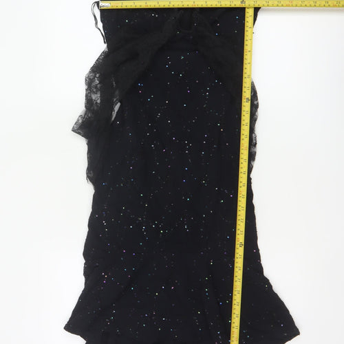 Mariella Burani Women Black UK 8 Sequin Lace Mermaid Evening Dress