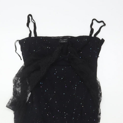 Mariella Burani Women Black UK 8 Sequin Lace Mermaid Evening Dress