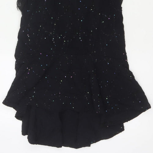 Mariella Burani Women Black UK 8 Sequin Lace Mermaid Evening Dress