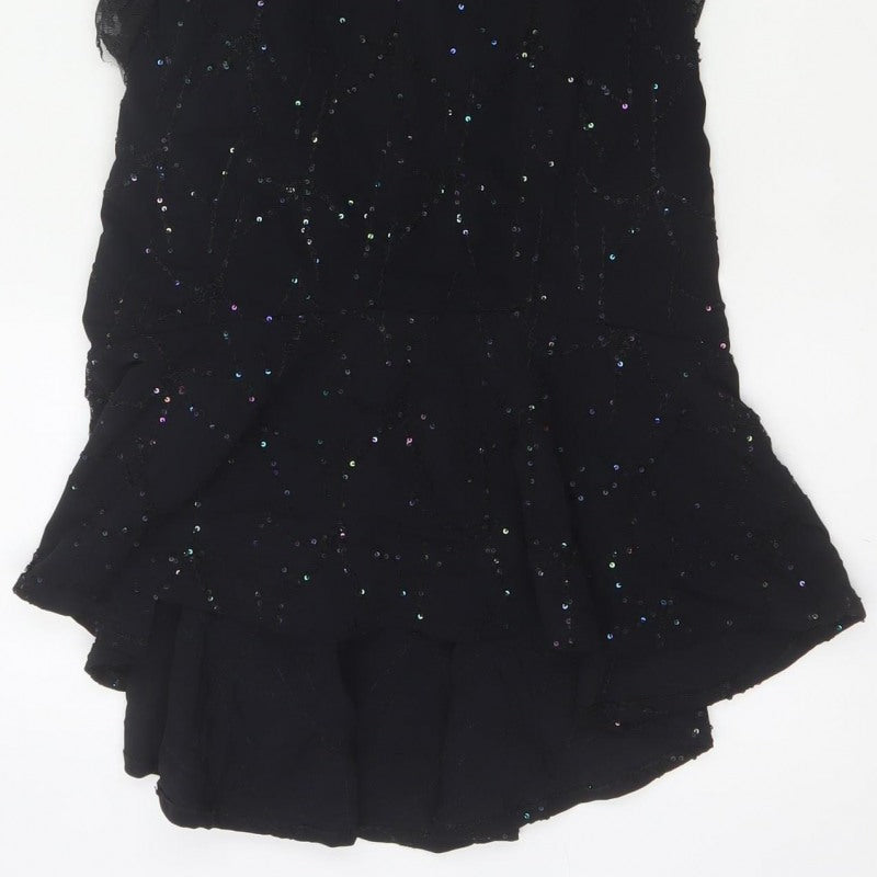 Mariella Burani Women Black UK 8 Sequin Lace Mermaid Evening Dress