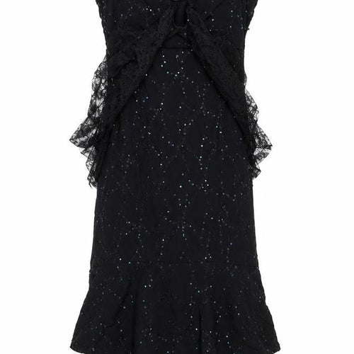 Mariella Burani Women Black UK 8 Sequin Lace Mermaid Evening Dress