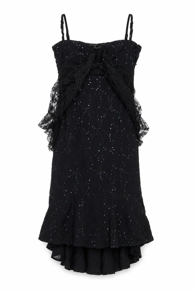 Mariella Burani Women Black UK 8 Sequin Lace Mermaid Evening Dress