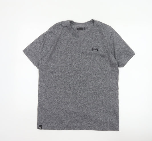 Diesel Men’s Grey Marl Logo Crew Neck Short Sleeve T-Shirt L