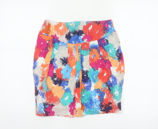 Great Plains Women Multicoloured UK 8 Knee Length Pencil Cotton Skirt