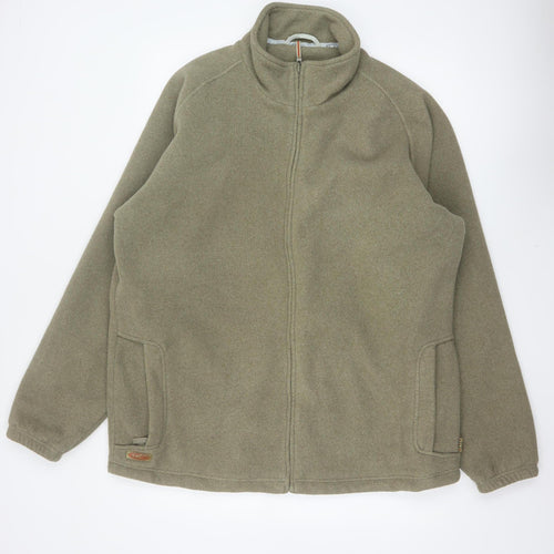 Cekert Men’s Green XL Fleece Full Zip Jacket Stand-Up Collar