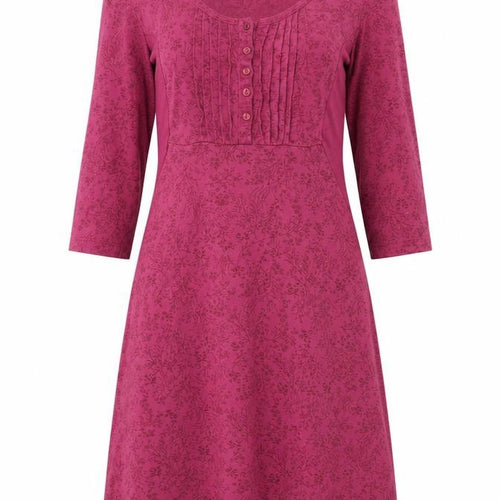 Fat Face Women Pink Floral A-Line Knee Dress UK 10 3/4 Sleeve