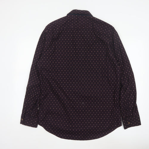 River Island Men’s Blue L Cotton Printed Button-Up Shirt
