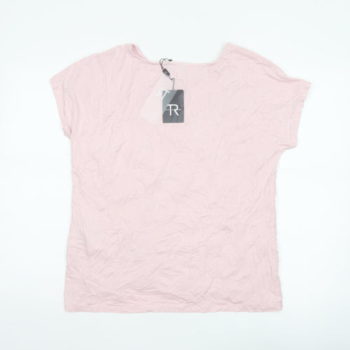 Thomas Rabe Women Pink UK 16 Jersey Floral Sequin Short Sleeve T-Shirt