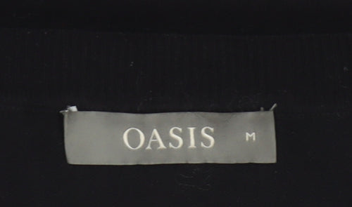 Oasis Women Black M Floral Metallic Knit Crew Neck Pullover Jumper
