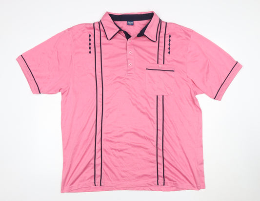 Chums Men's Pink 2XL Retro Contrast Trim Short Sleeve Polo Shirt