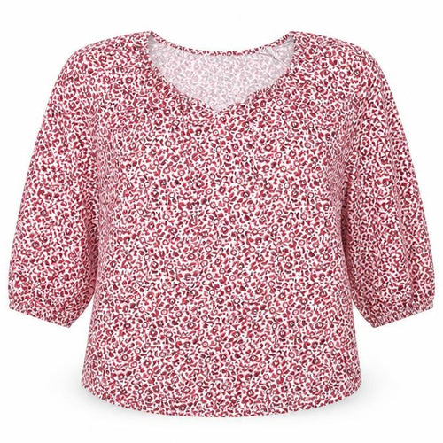 Lands' End Women Pink Floral V-Neck 3/4 Sleeve Blouse UK 14