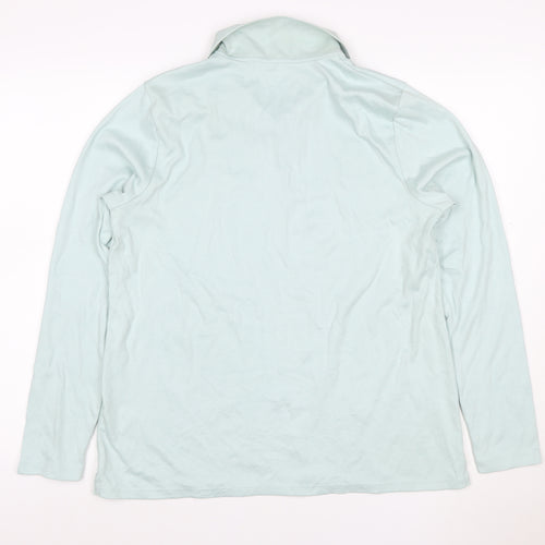 Lands' End Men Blue L Long Sleeve Cotton Polo Shirt Regular
