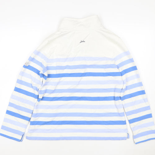Joules Women Blue White Striped UK 14 Henley Sweatshirt