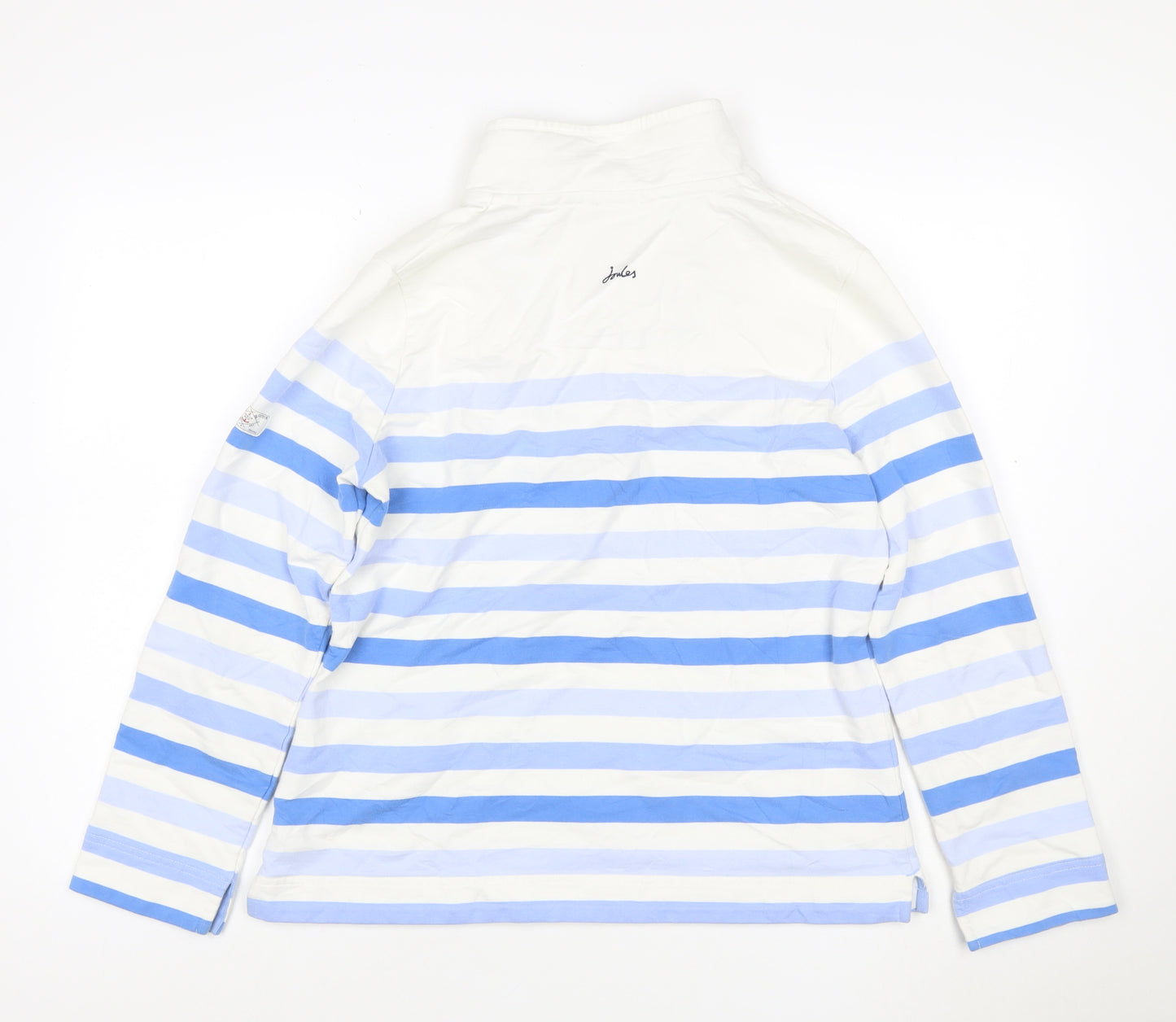 Joules Women Blue White Striped UK 14 Henley Sweatshirt