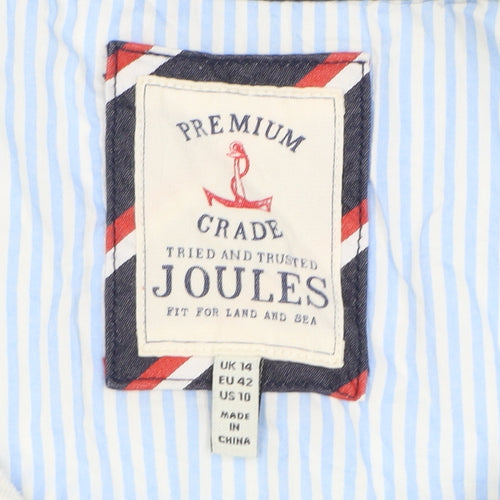 Joules Women Blue White Striped UK 14 Henley Sweatshirt
