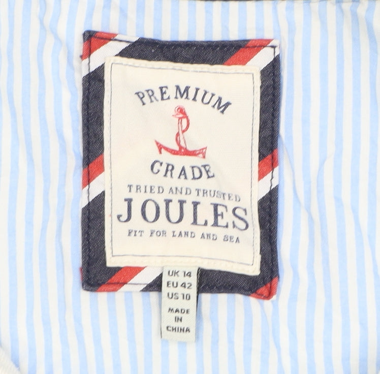 Joules Women Blue White Striped UK 14 Henley Sweatshirt