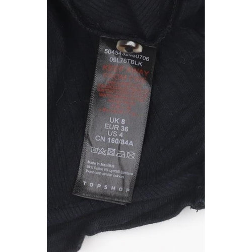 Topshop Women Black UK 8 Cropped Rib Knit V-Neck Button-Up Long Sleeve Top