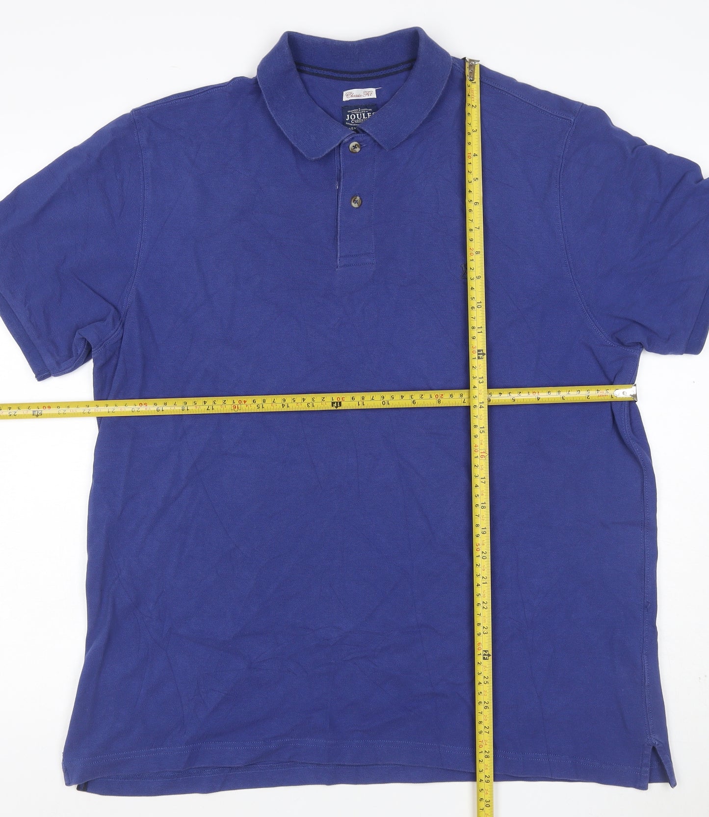 Joules Men Blue XL Classic Fit Embroidered Logo Cotton Polo Shirt
